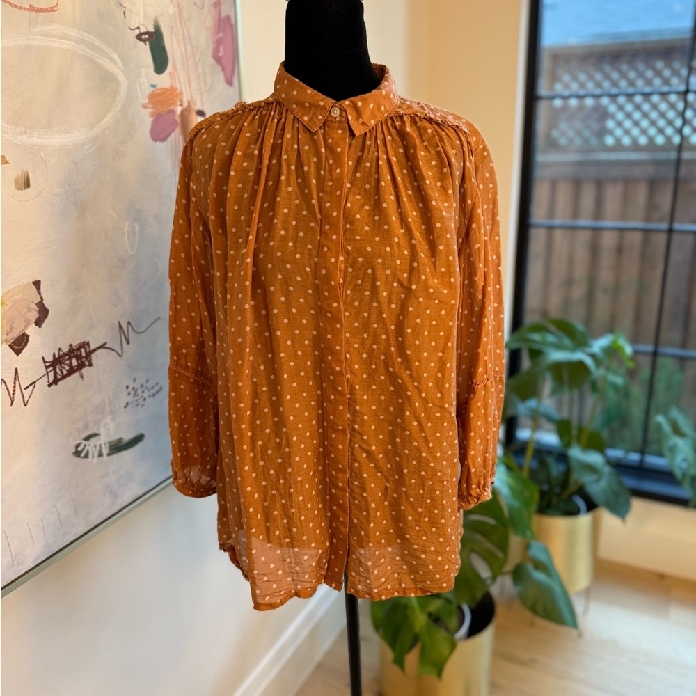 Trovata Rust Polka Dot Blouse